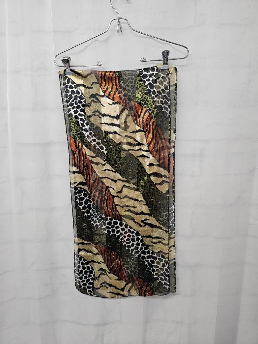 Unbranded Scarf Animal Print Sheer Goth Grunge Punk Metallic Black Green